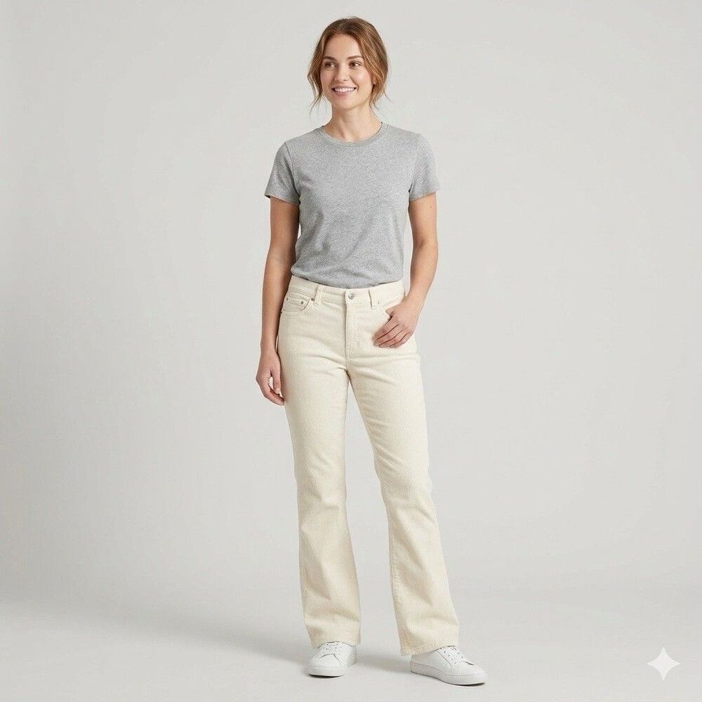 Lauren Jeans Co Ralph Lauren Petite Corduroy Pants Size 8P Cream/Off-White